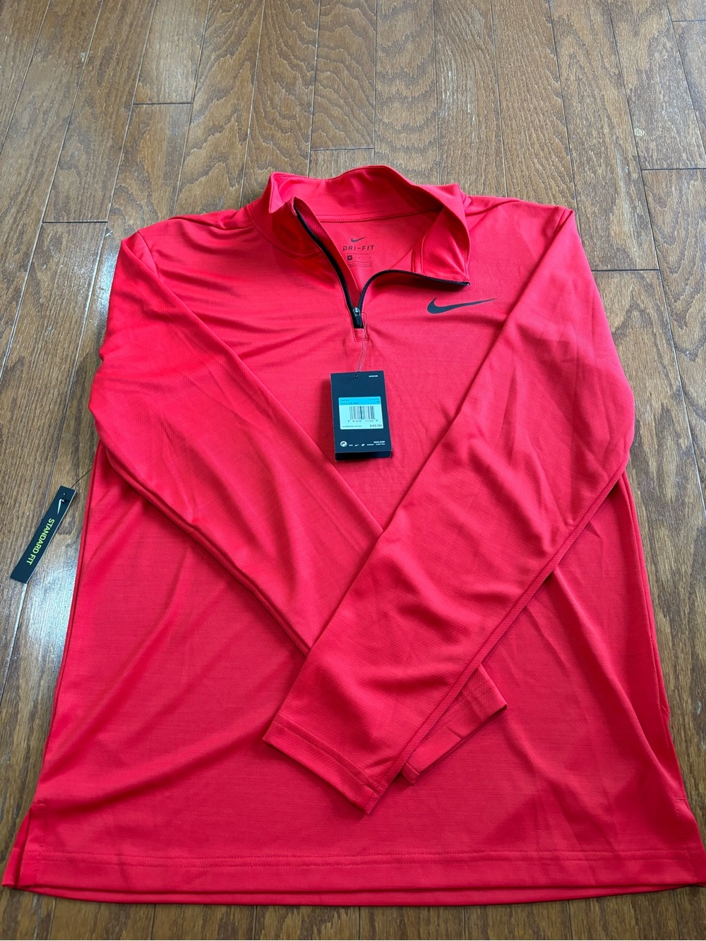 Nike Red Long-Sleeve Dri-FIT Quarter Zip Pullover